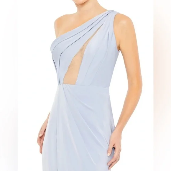 Mac Duggal 50668 NWT Draped One Shoulder Illusion Cut Out Trumpet Gown